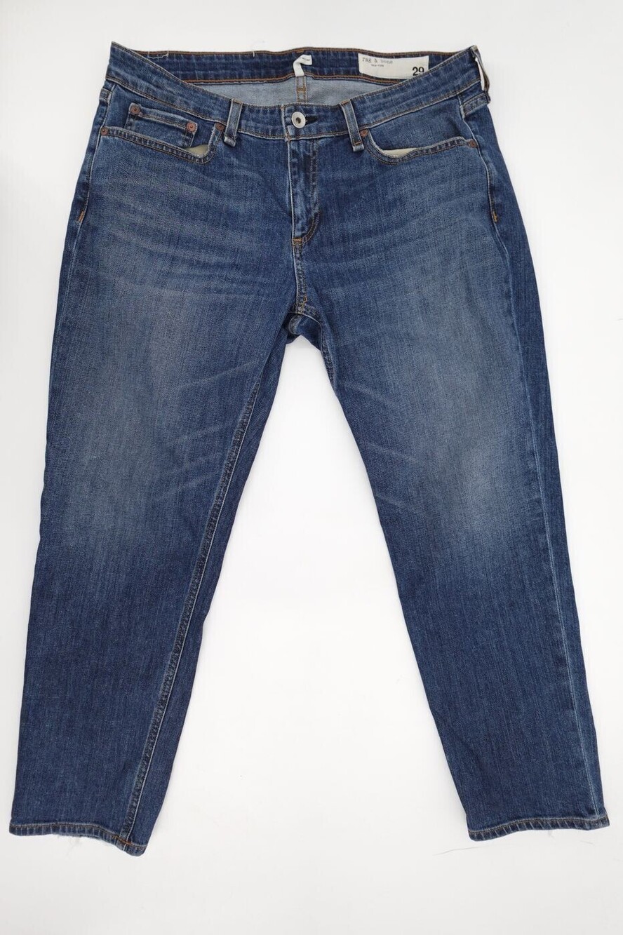 Rag & Bone Jeans Womens 29 Blue Boyfriend Low-Rise Slim Dre Stretch Cotton Denim